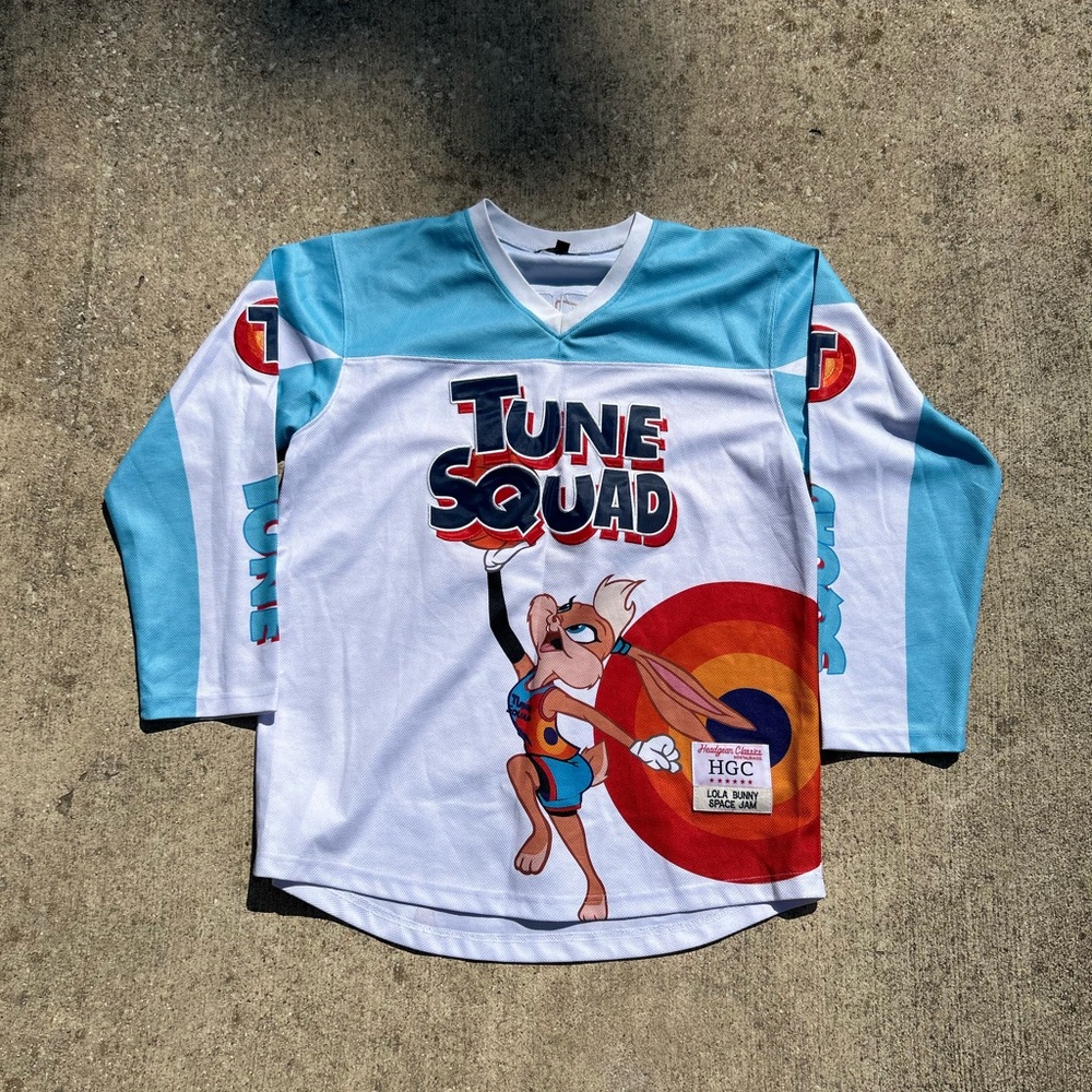 Tune Squad Men's Long Sleeve Hockey Jersey - White and Blue